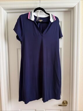 NWOT Lilly Pulitzer Navy Polo Tunic with White and Pink Stripe Collar
